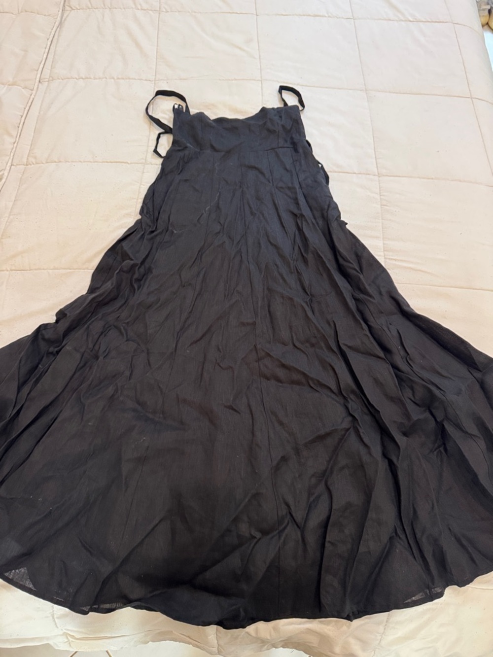 DISSH Black Midi Dress with Spaghetti Straps